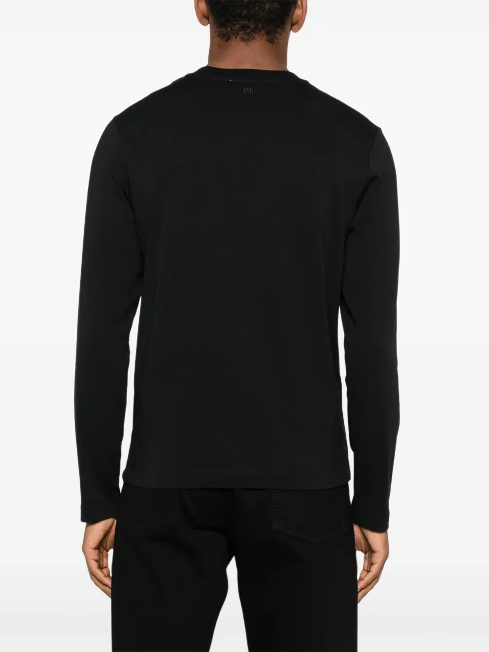AMI Paris T-shirt met lange mouwen en geborduurd hart Zwart