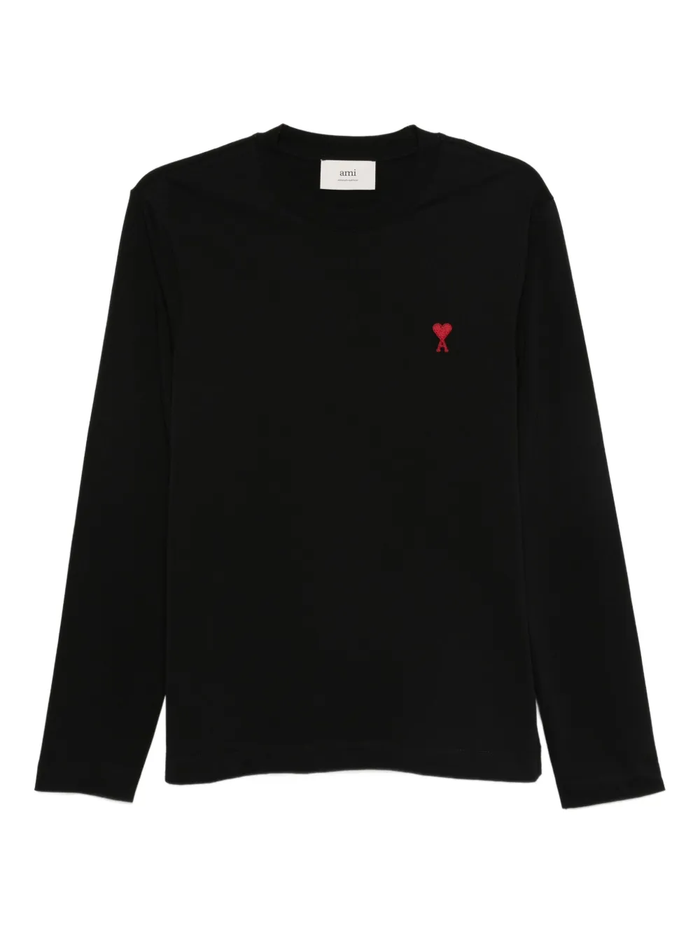 AMI Paris T-shirt met lange mouwen en geborduurd hart Zwart