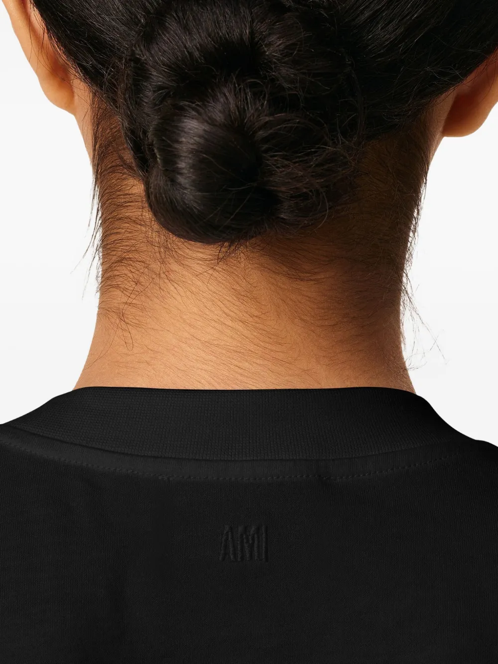 AMI Paris T-shirt met lange mouwen en geborduurd hart Zwart