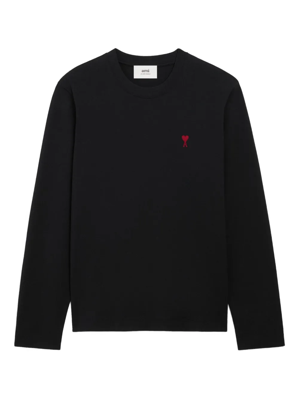AMI Paris T-shirt met lange mouwen en geborduurd hart Zwart
