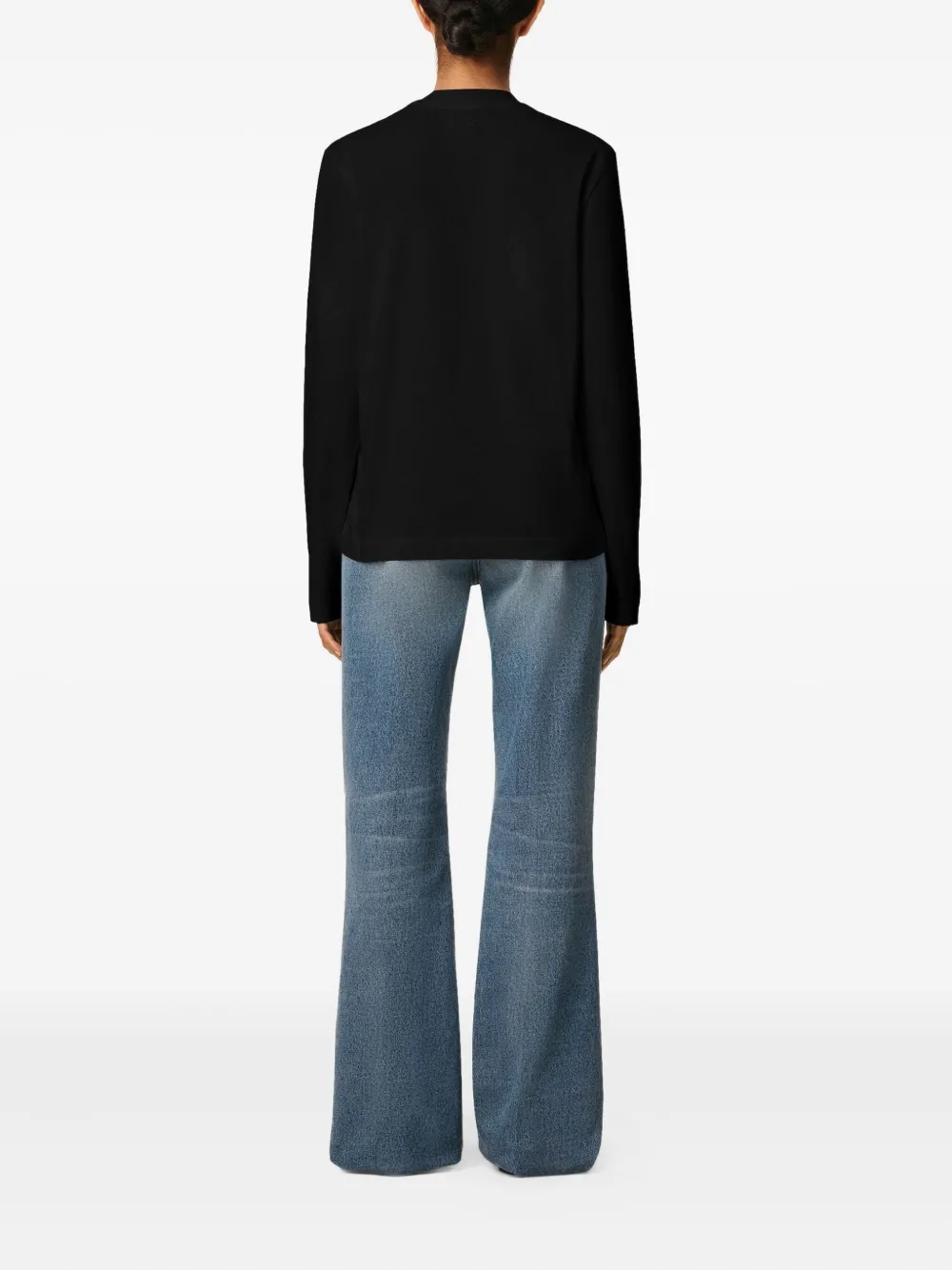 AMI Paris T-shirt met lange mouwen en geborduurd hart Zwart