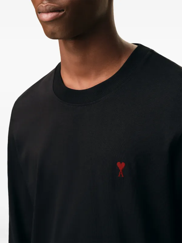 【Ami Paris】長袖 Tシャツ L AMI Paris Ami De Coeur organic-cotton long-sleeve T-shirt | Black