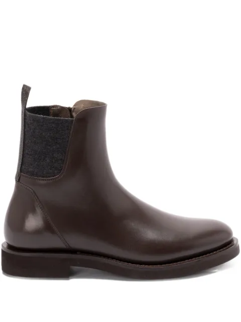 Brunello Cucinelli 30mm Monili-chain leather ankle boots