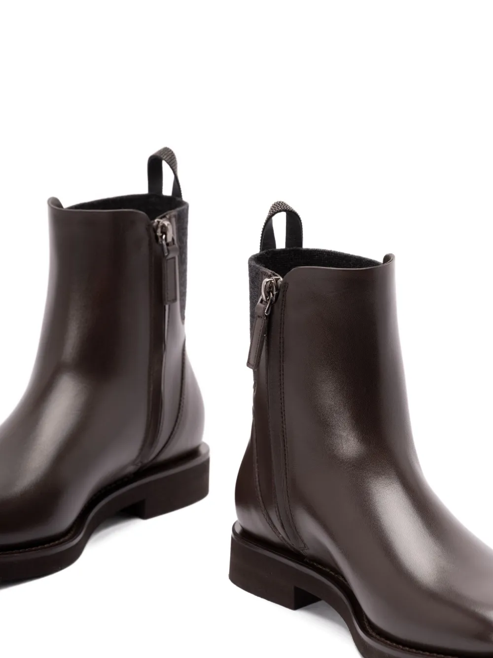 Brunello Cucinelli 30mm Monili-chain leather ankle boots Brown