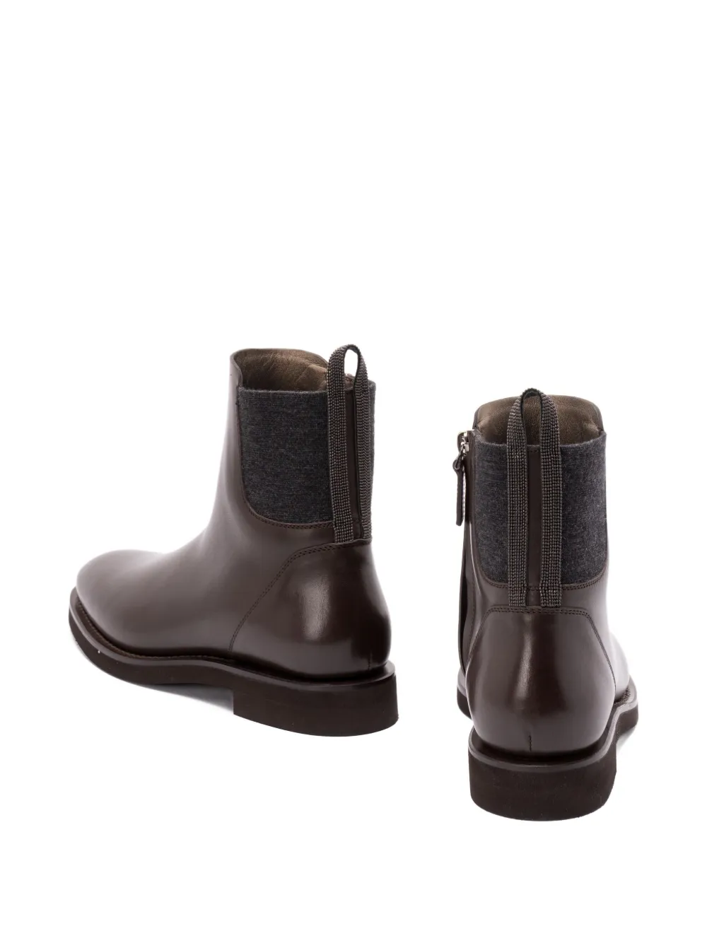 Brunello Cucinelli 30mm Monili-chain leather ankle boots Brown