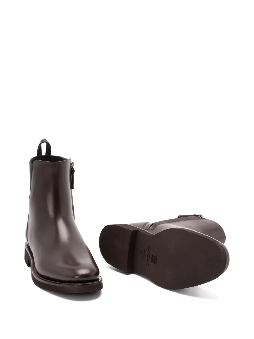 Brunello Cucinelli 30mm Monili-chain leather ankle boots Brown