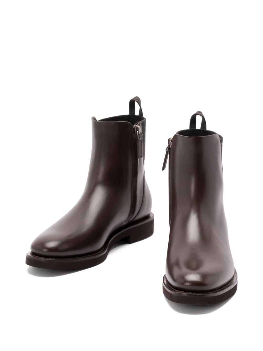Brunello Cucinelli 30mm Monili-chain leather ankle boots Brown