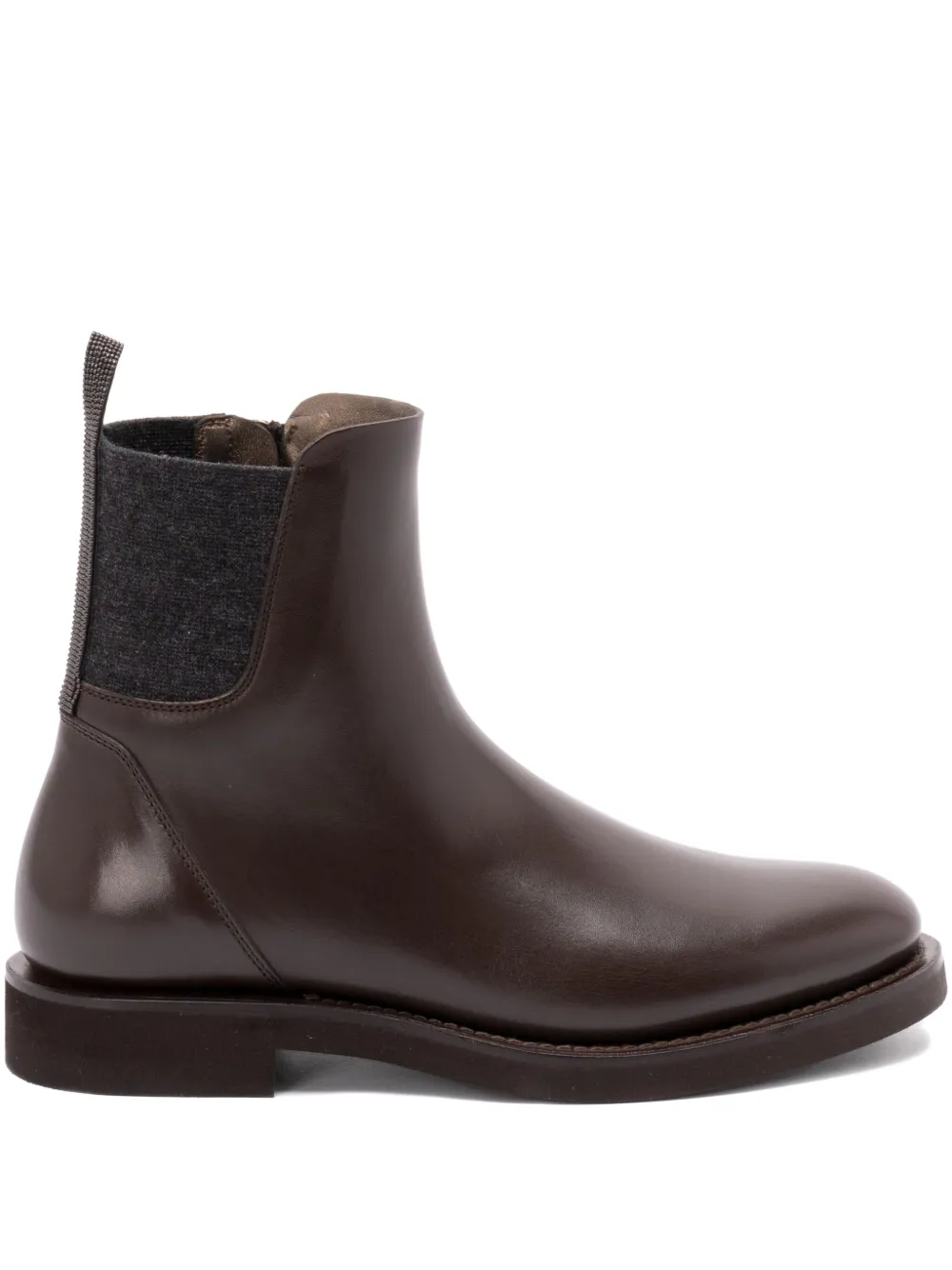 Brunello Cucinelli 30mm Monili-chain leather ankle boots Brown