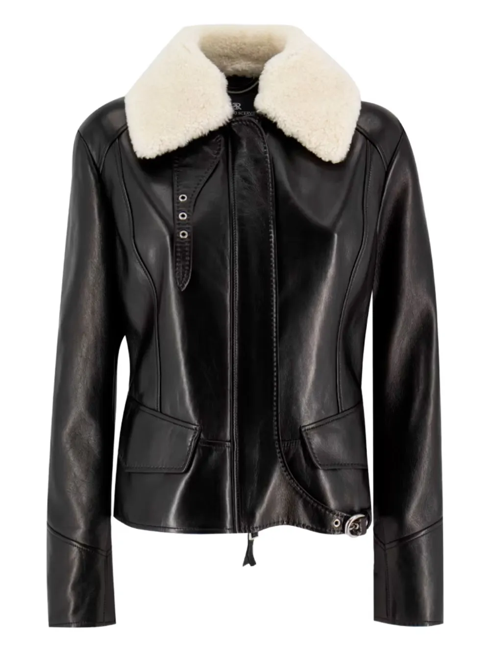 Ermanno Scervino shearling-collar leather jacket | Black | Image 1