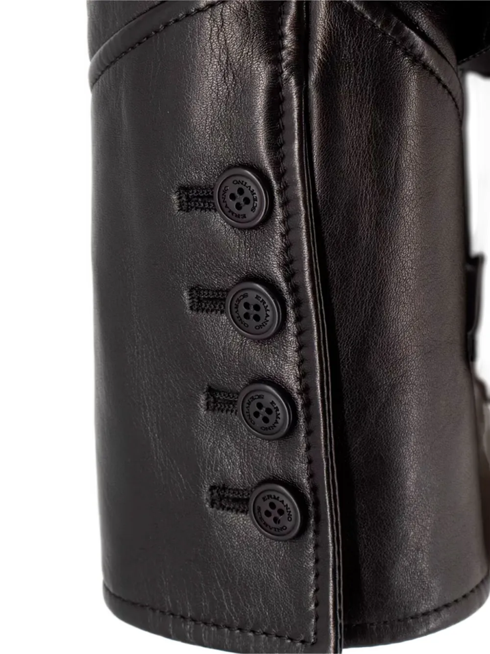 Ermanno Scervino Shearling-collar Leather Jacket In Black
