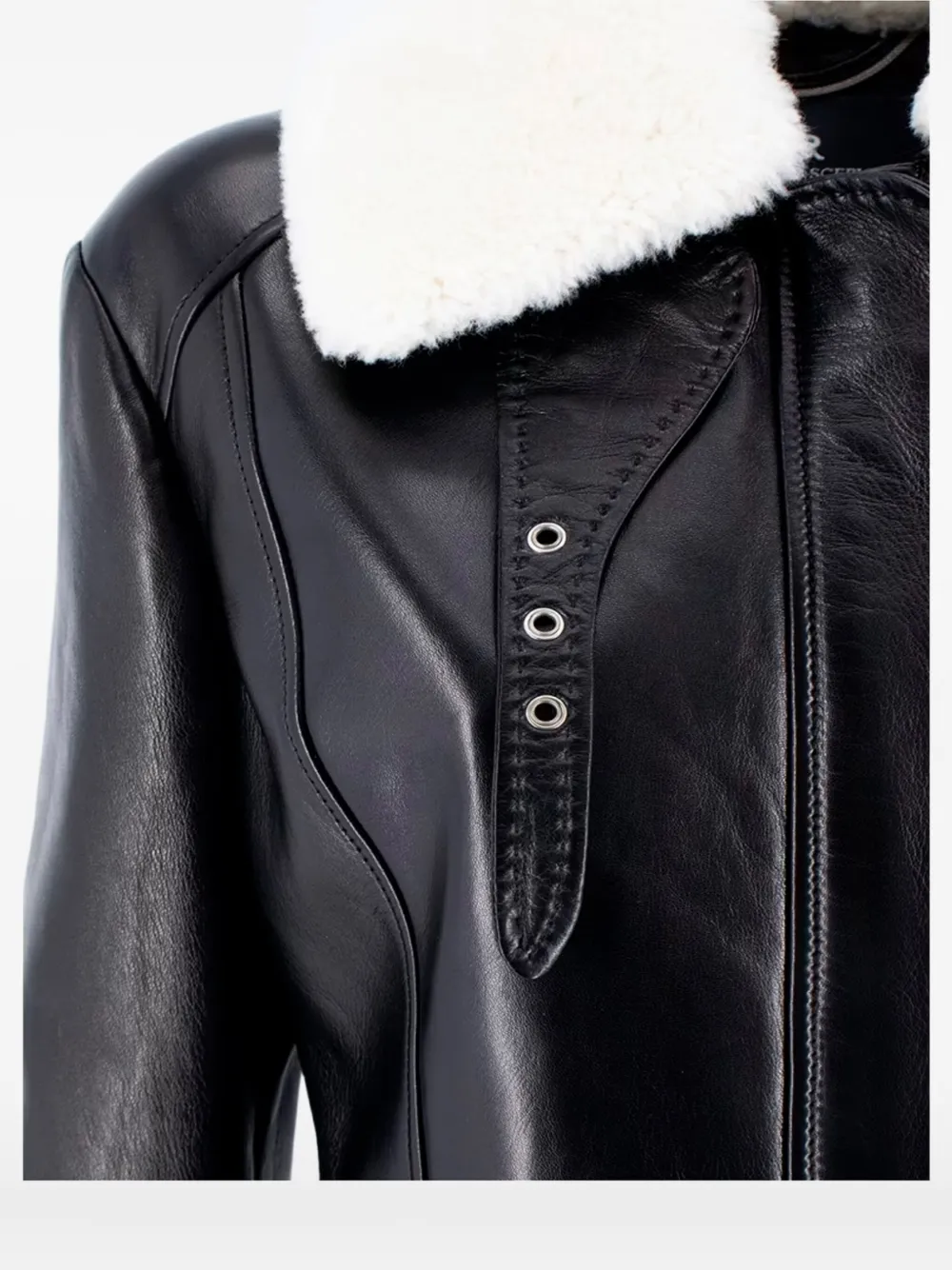 Ermanno Scervino Shearling-collar Leather Jacket In Black