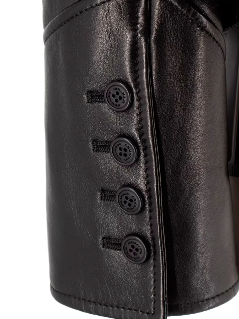 Ermanno Scervino Leren jack met lammy kraag Zwart