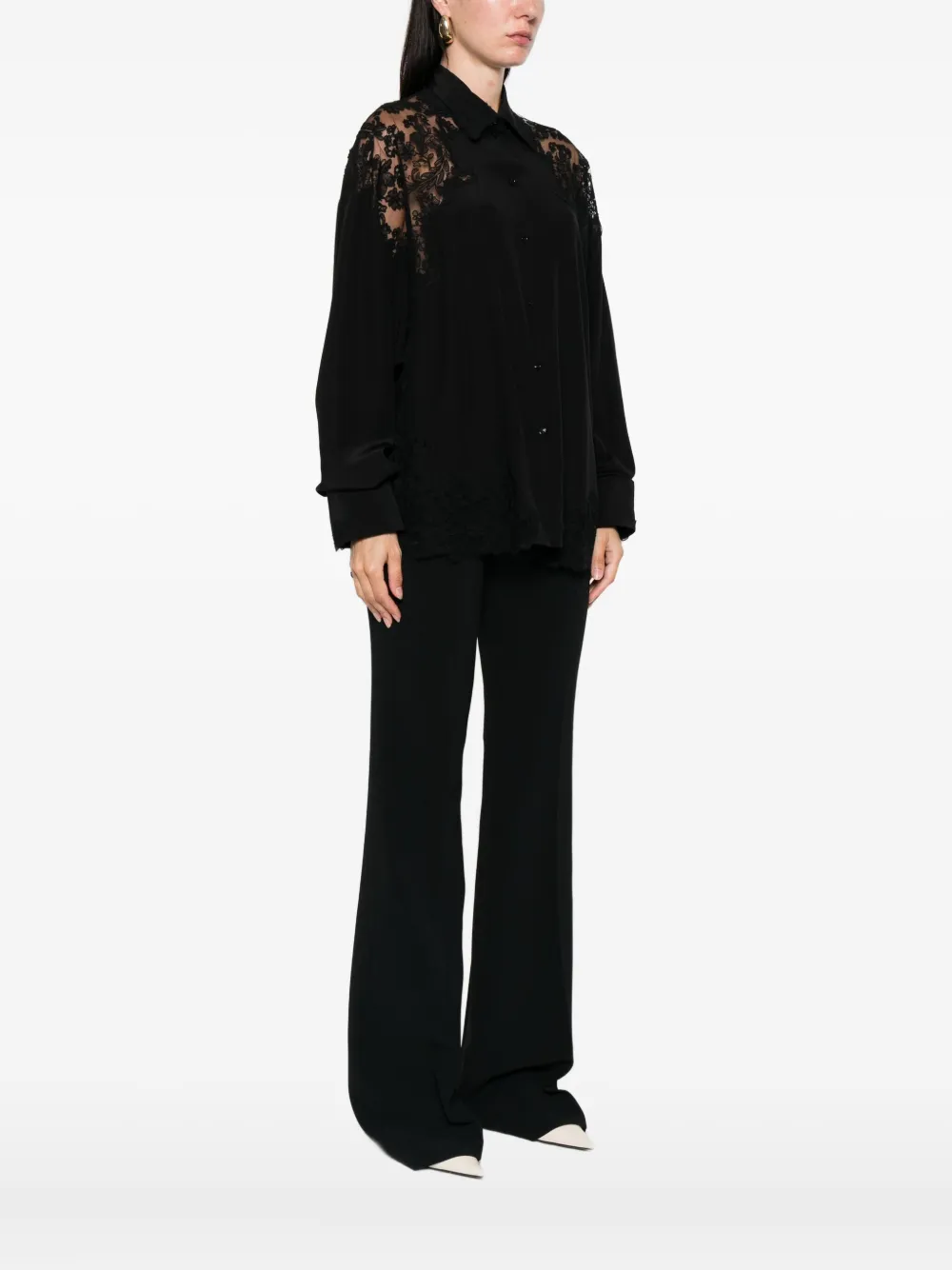 Ermanno Scervino Blouse met kanten afwerking Zwart