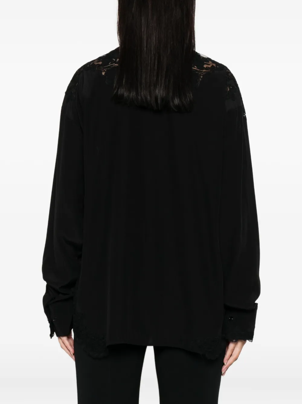Ermanno Scervino Blouse met kanten afwerking Zwart