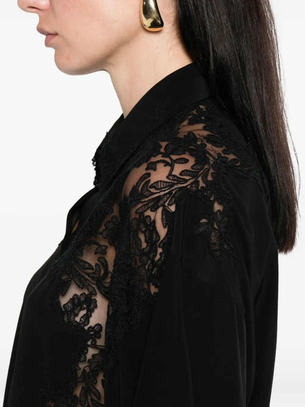 Ermanno Scervino Blouse met kanten afwerking Zwart