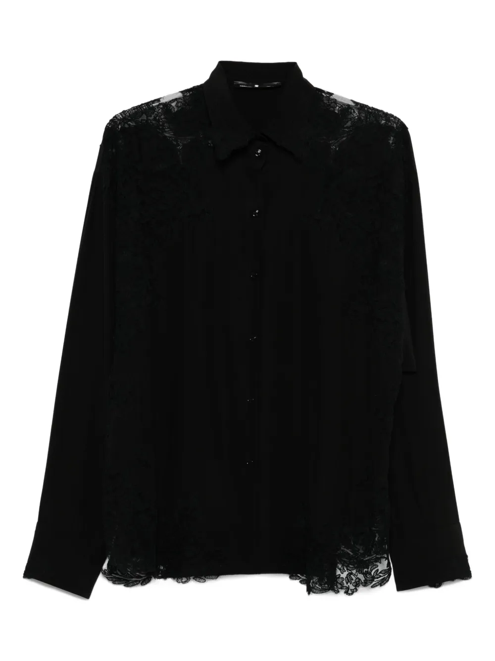 Ermanno Scervino lace-trimmed shirt Zwart