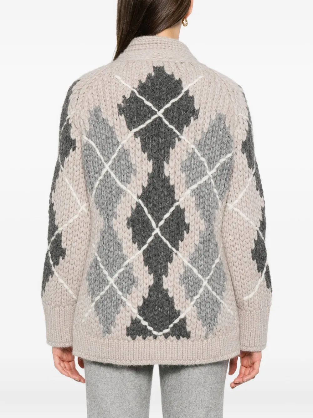 Ermanno Scervino Vest met argyle-patroon en zak Beige
