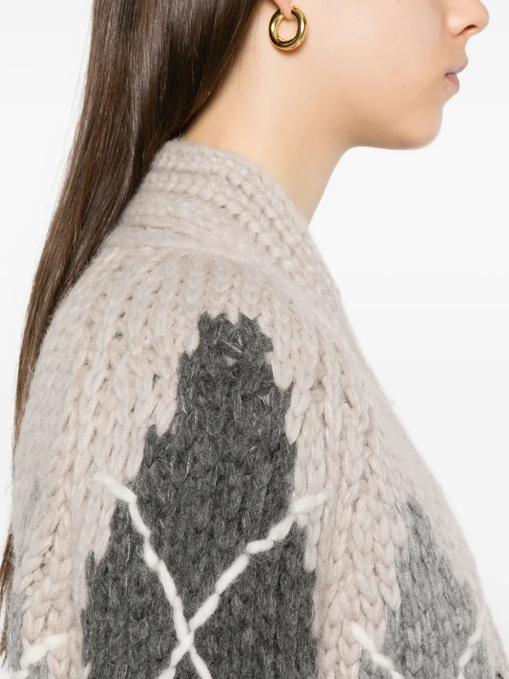 Ermanno Scervino Vest met argyle-patroon en zak Beige