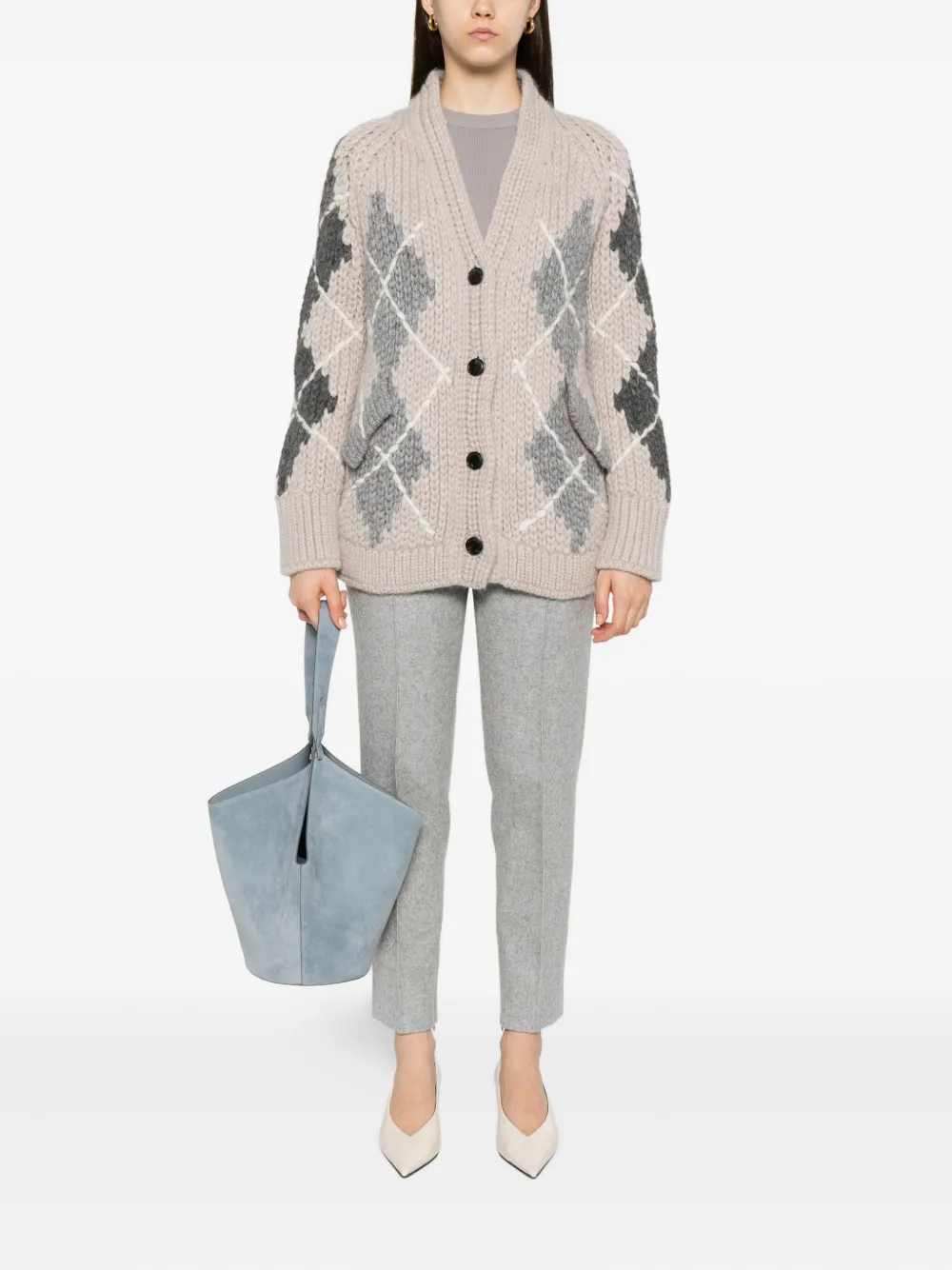 Ermanno Scervino Vest met argyle-patroon en zak Beige