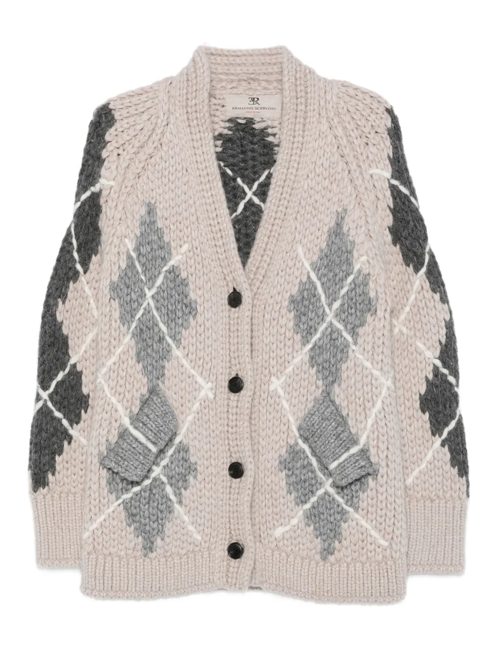 Ermanno Scervino Vest met argyle-patroon en zak Beige