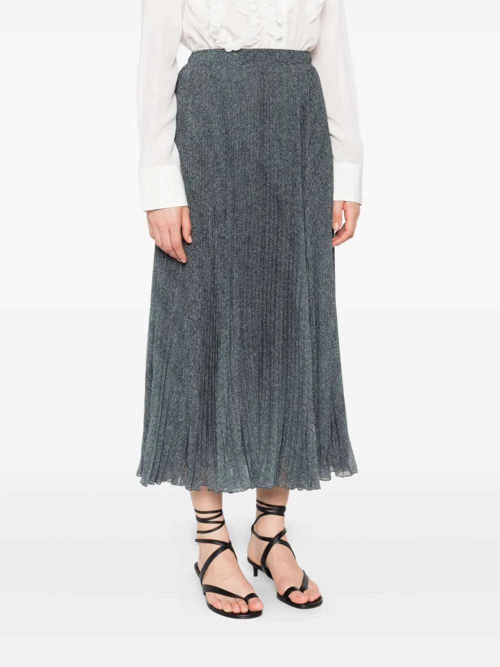 Ermanno Scervino Plooirok met visgraatpatroon Zwart