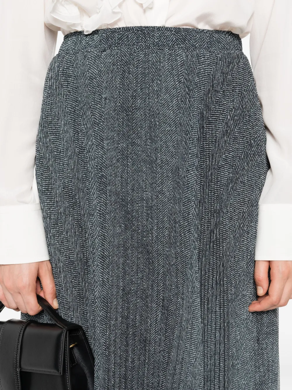 Ermanno Scervino Plooirok met visgraatpatroon Zwart