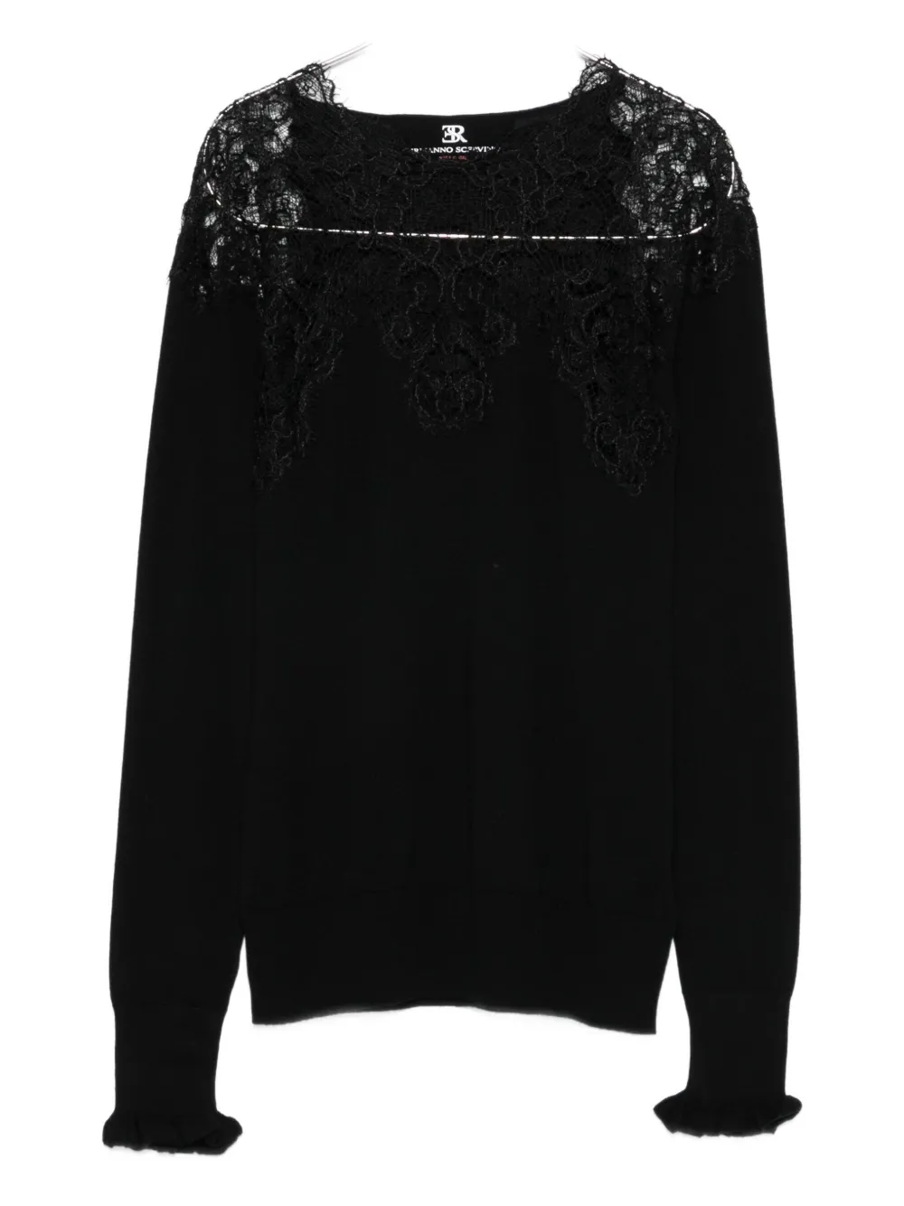 Ermanno Scervino lace-trimmed merino wool T-shirt - Nero