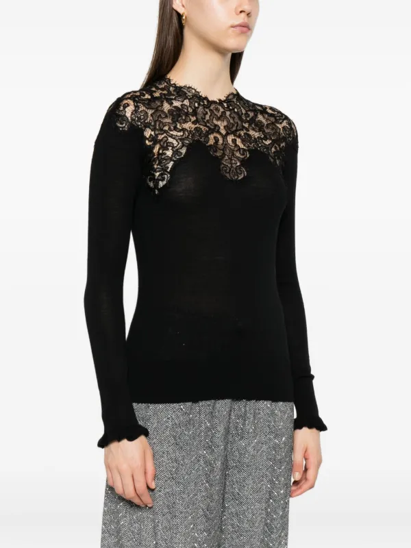 Ermanno Scervino レーストリム Tシャツ | ブラック | FARFETCH JP