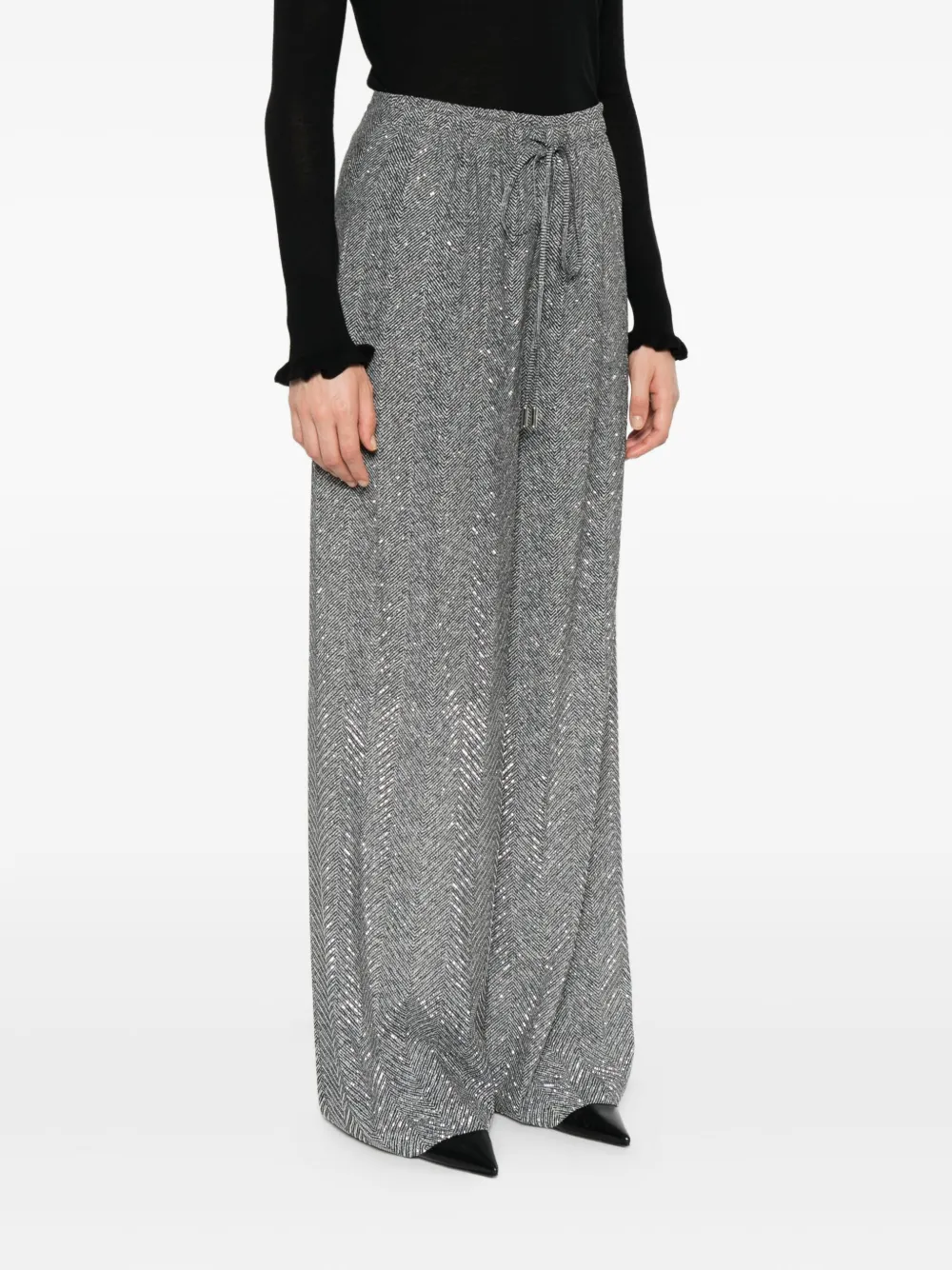 Ermanno Scervino Broek met visgraat patroon Zwart
