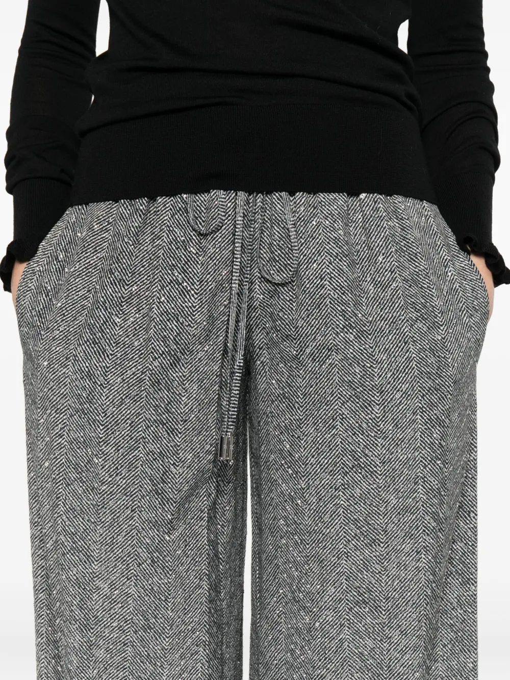 Ermanno Scervino Broek met visgraat patroon Zwart