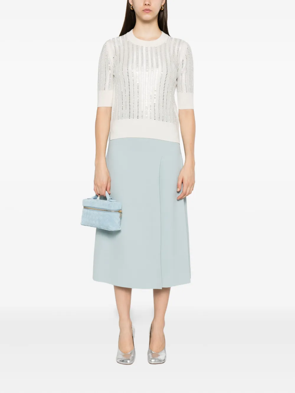 Ermanno Scervino T-shirt verfraaid met pailletten Wit