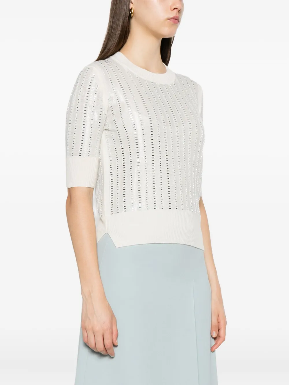 Ermanno Scervino T-shirt verfraaid met pailletten Wit