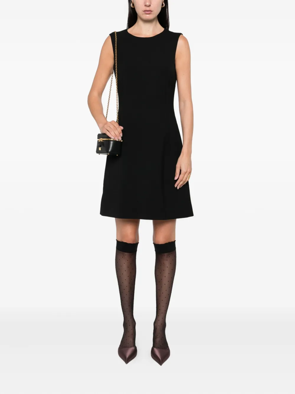 Dolce & Gabbana leopard-print lining sleeveless mini dress Zwart