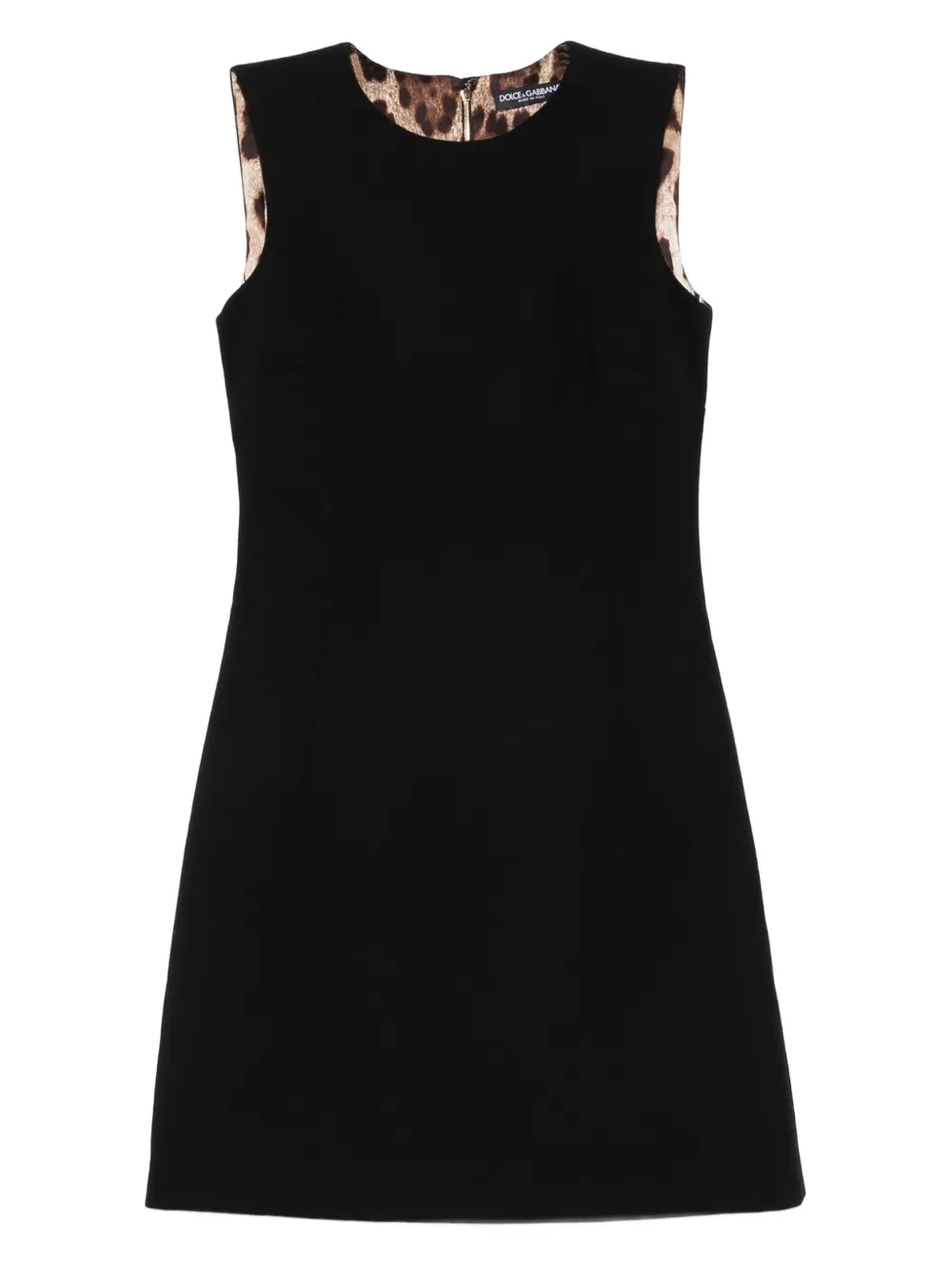 Dolce & Gabbana leopard-print lining sleeveless mini dress Zwart