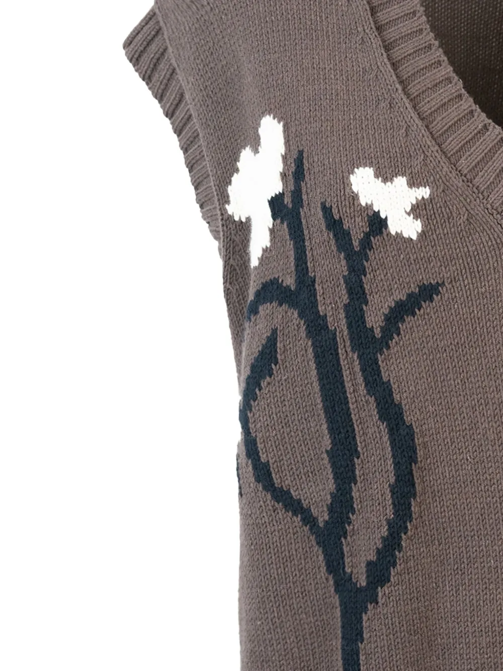 Max Mara Trui met geborduurde bloemen en V-hals Bruin