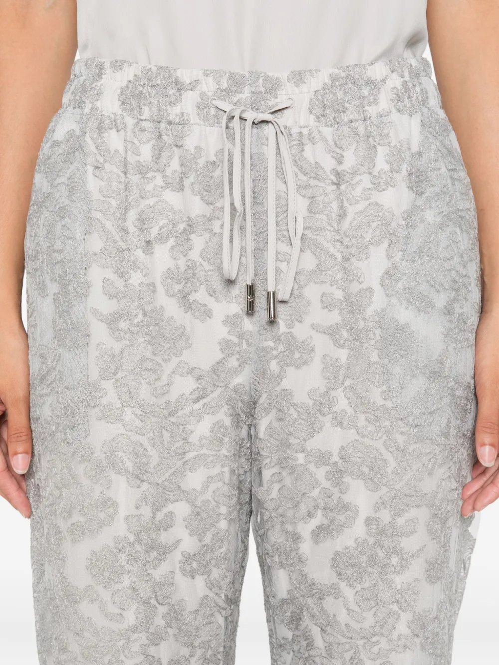 Ermanno Scervino Broek met bloemenkant Grijs