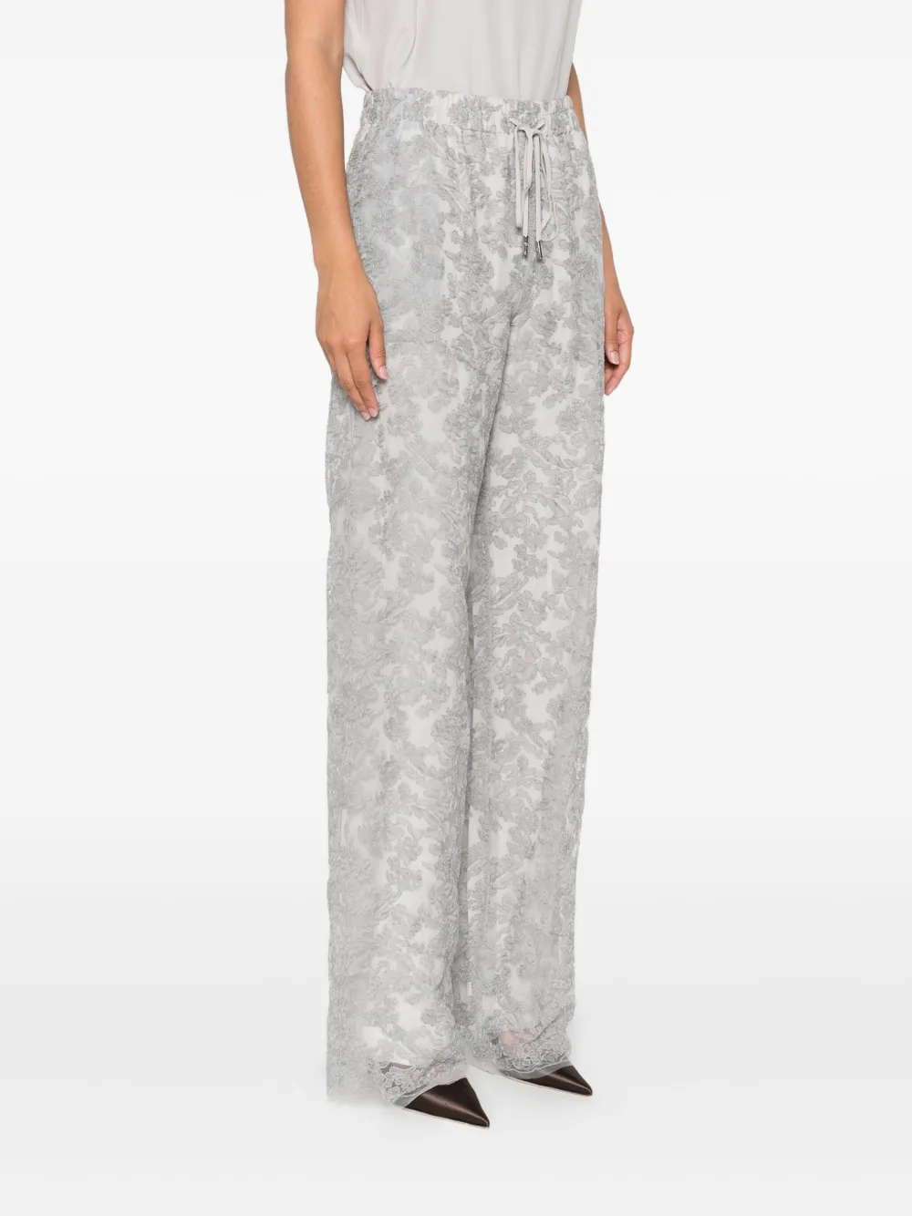 Ermanno Scervino Broek met bloemenkant Grijs