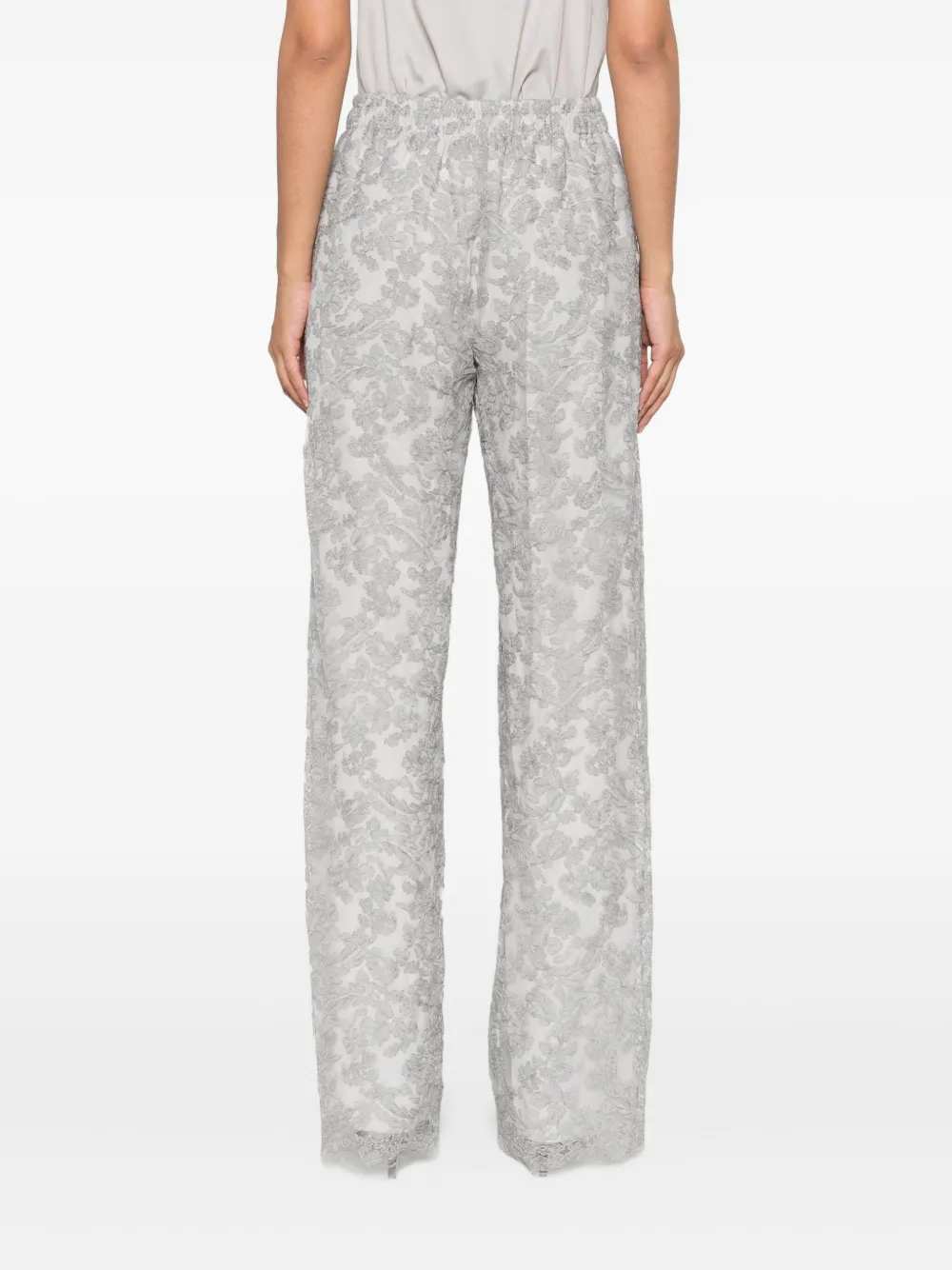 Ermanno Scervino Broek met bloemenkant Grijs