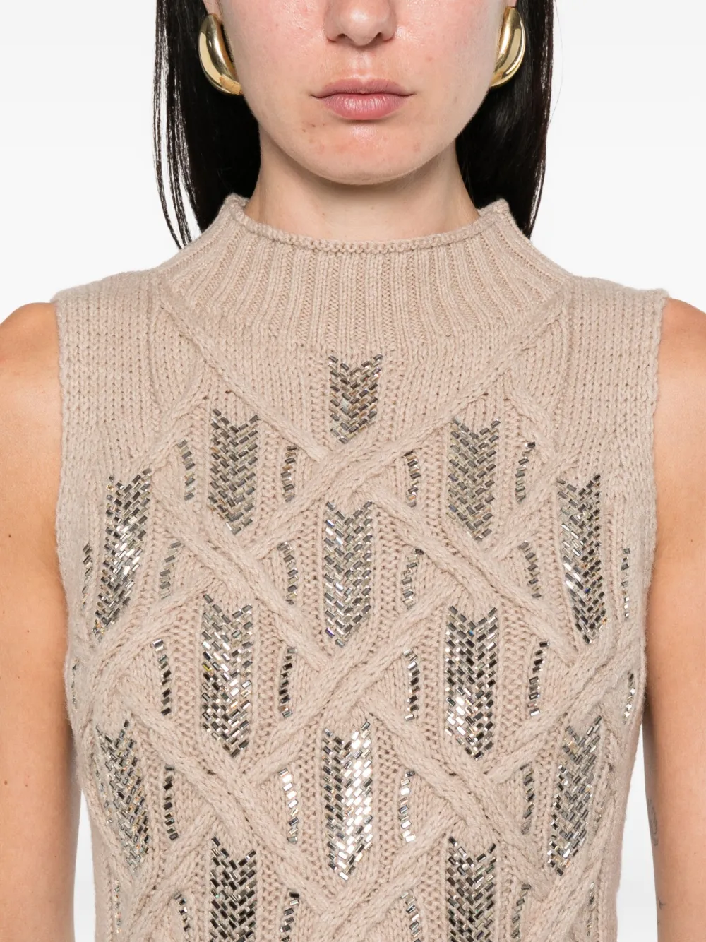 Ermanno Scervino Gilet verfraaid met stras Beige