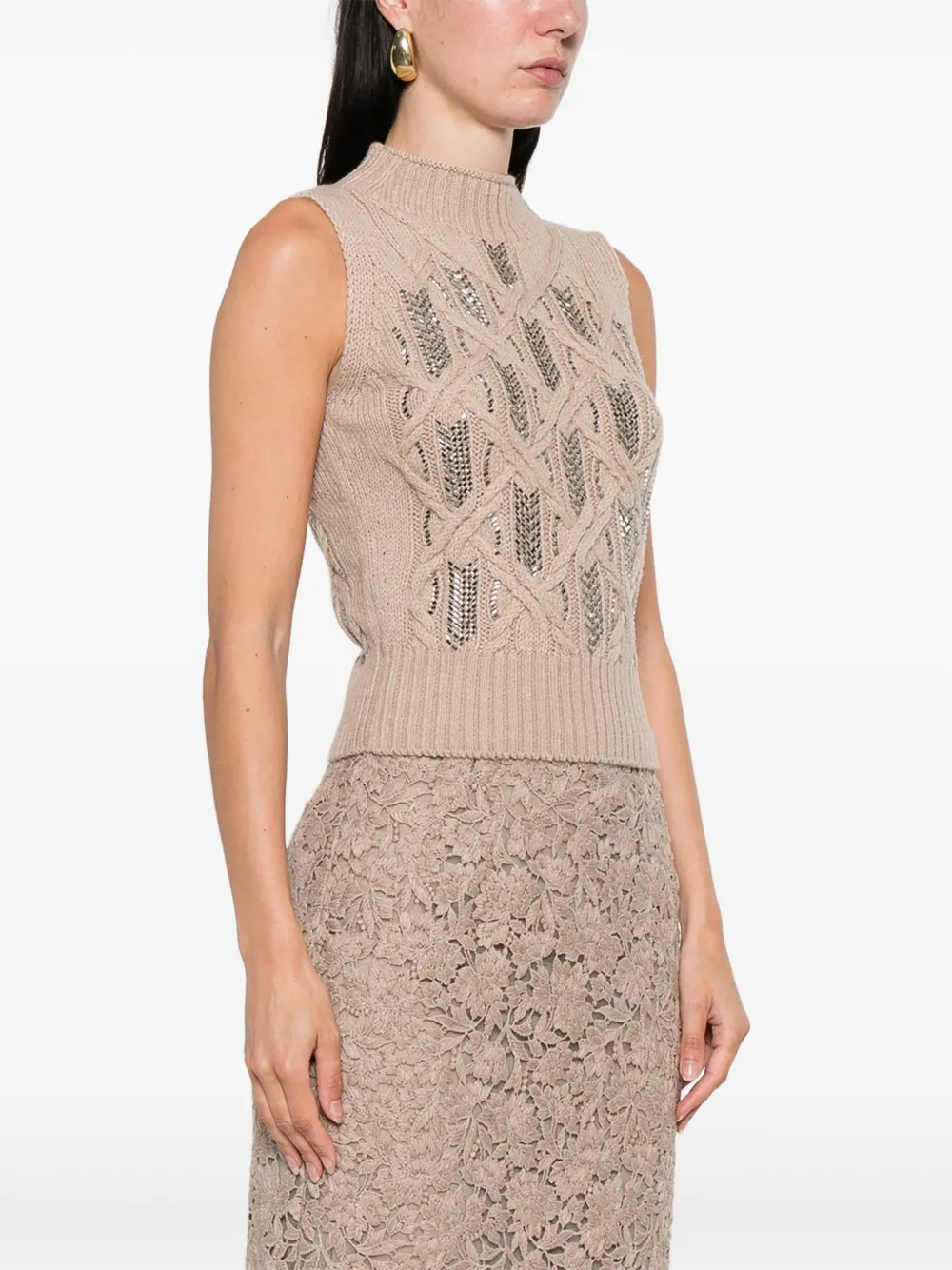 Ermanno Scervino Gilet verfraaid met stras Beige