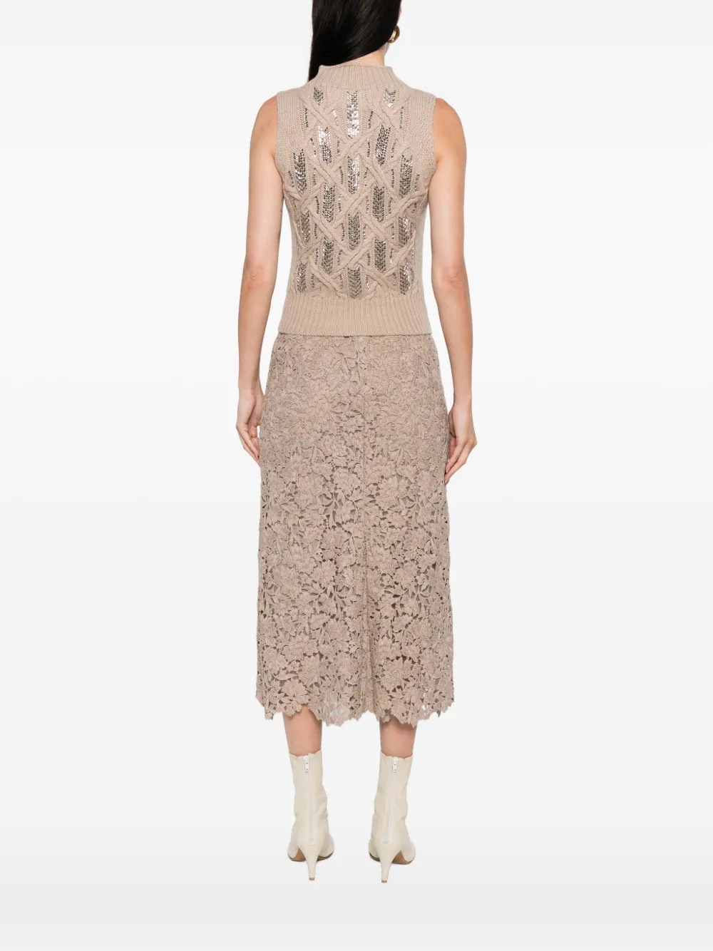 Ermanno Scervino Gilet verfraaid met stras Beige