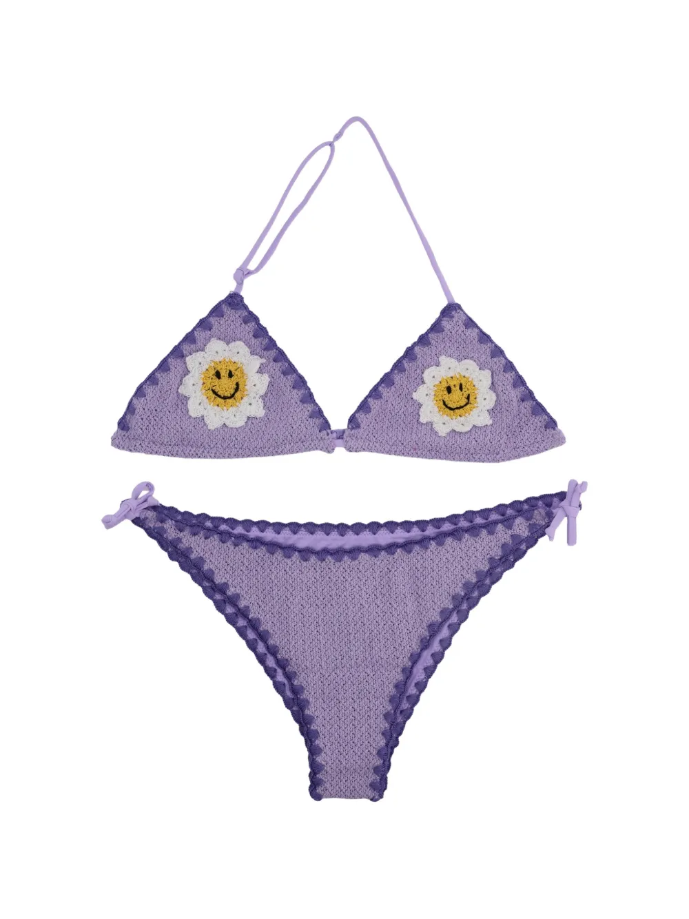 MC2 Saint Barth Kids Holly crochet-knit flower-patch bikini - Violet