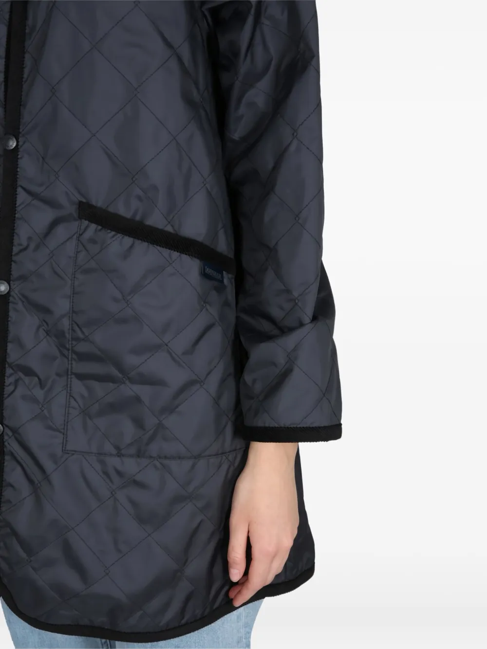 Lavenham Quilted-pattern Coat In Black
