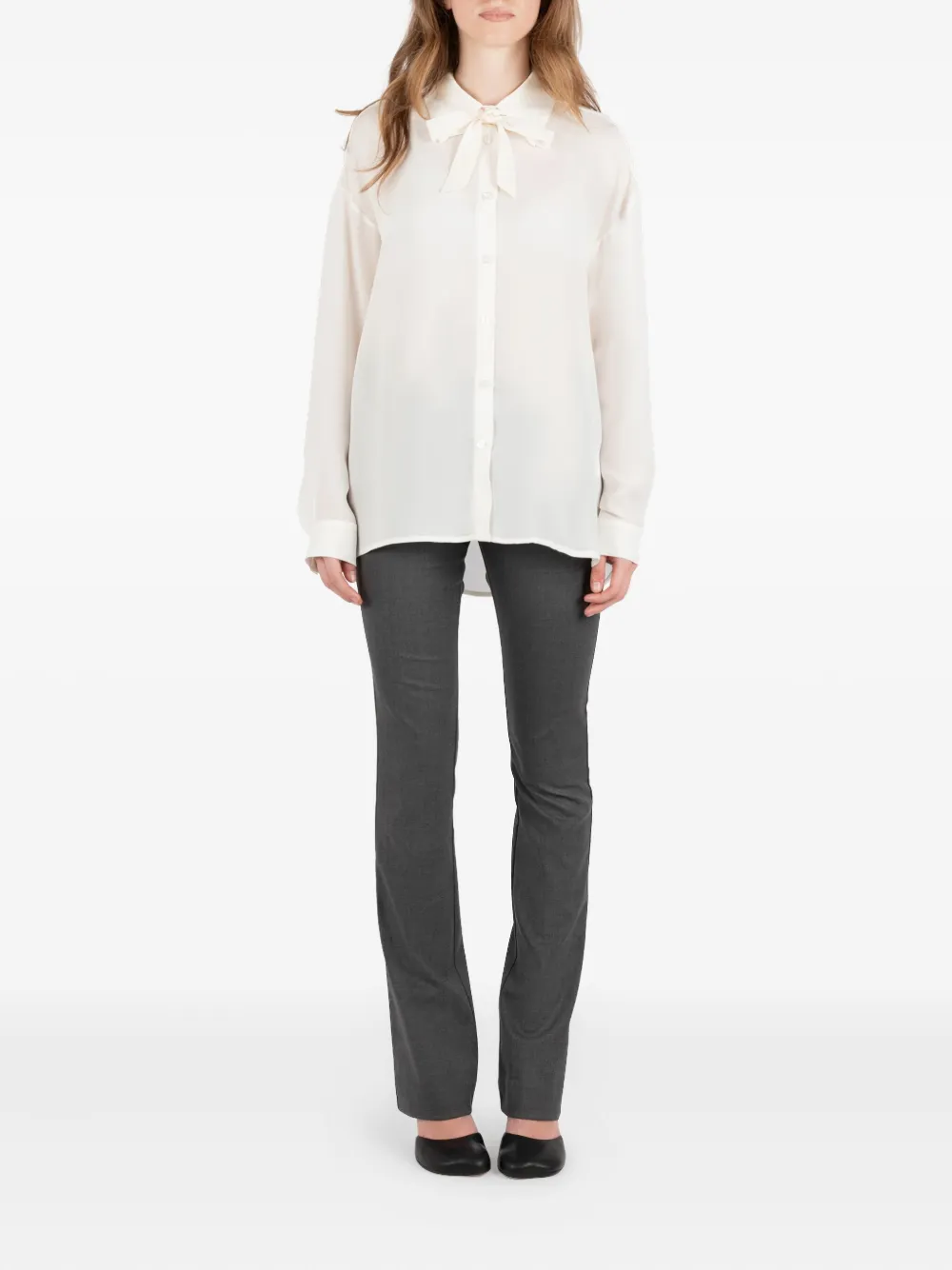 Société Anonyme Blouse met strikhals en knopen Wit