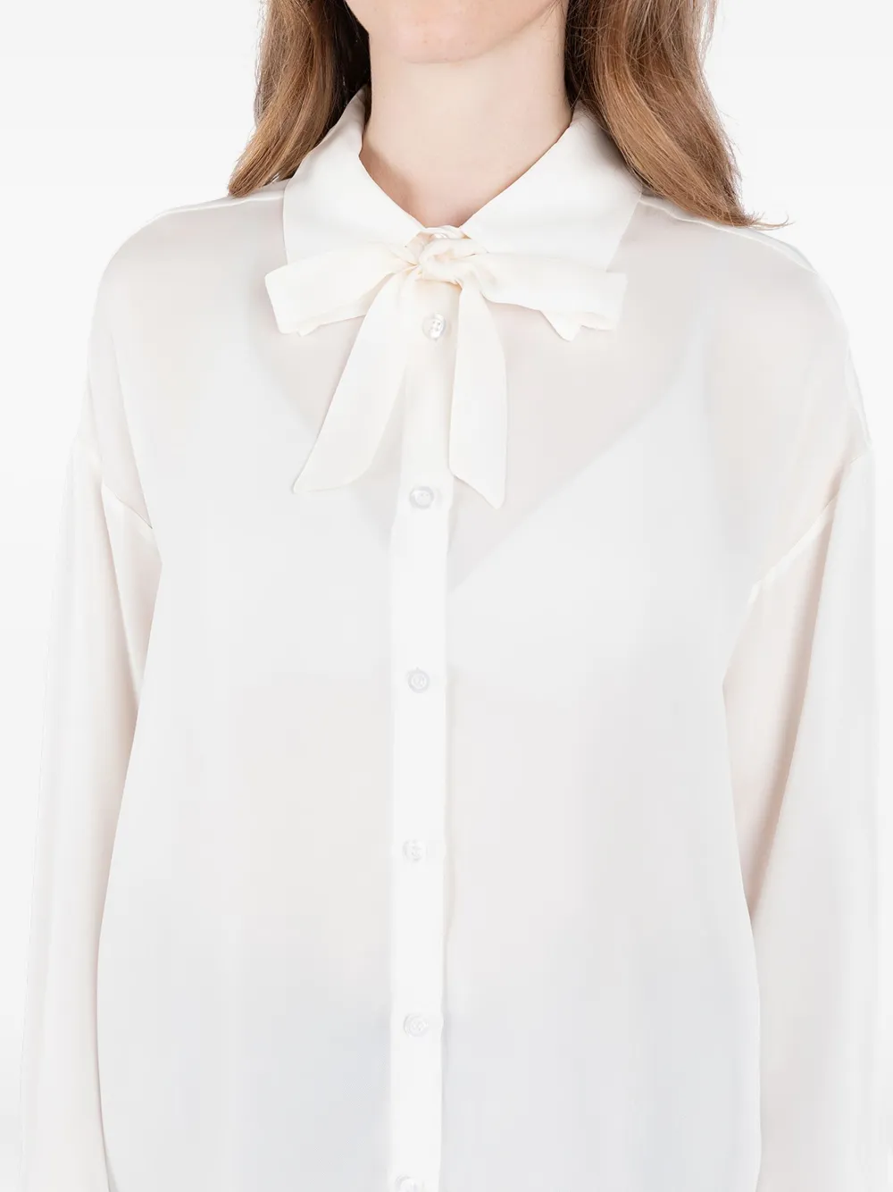 Société Anonyme Blouse met strikhals en knopen Wit