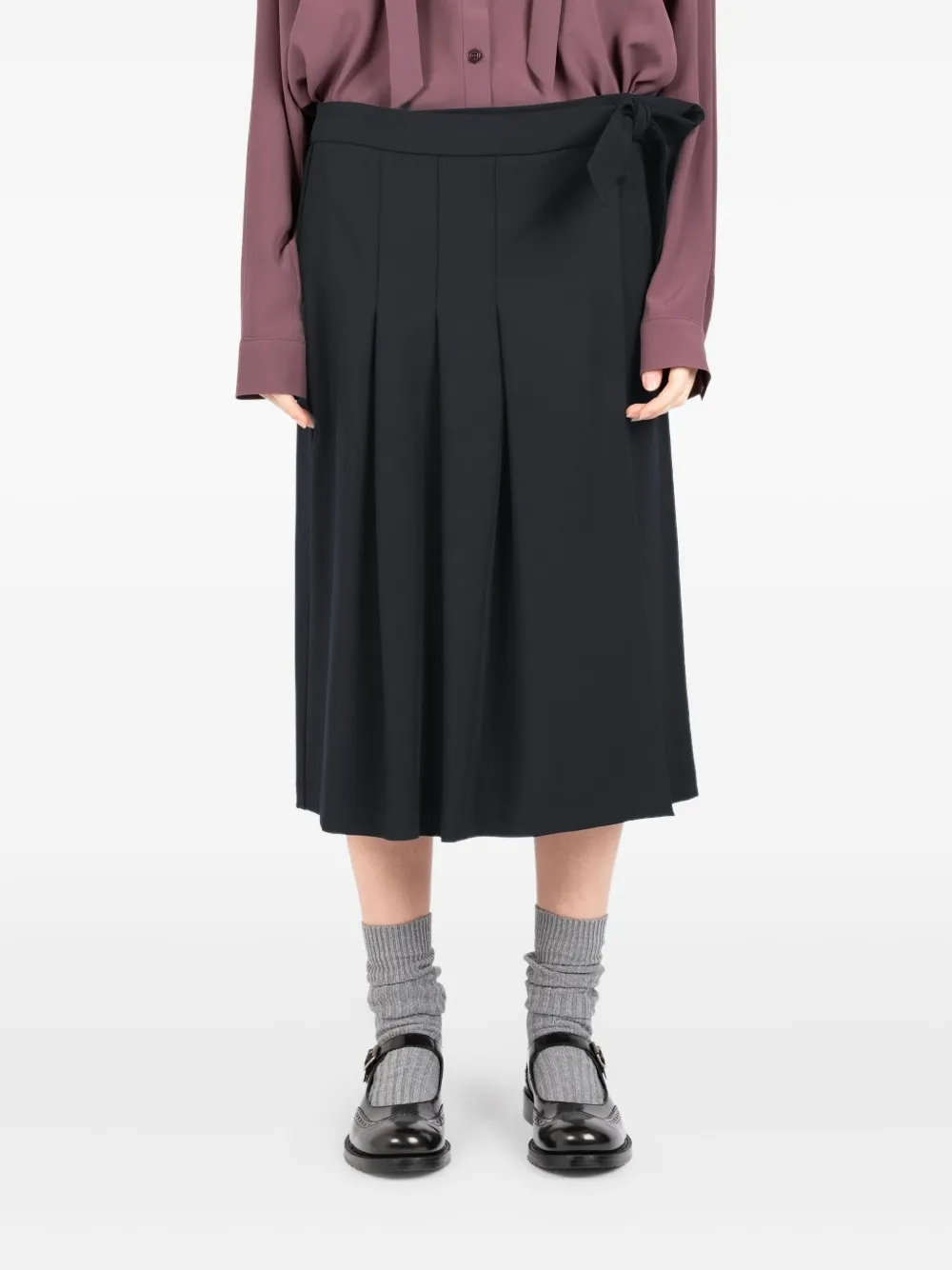Société Anonyme Pleated Wrap Midi Skirt In Blue