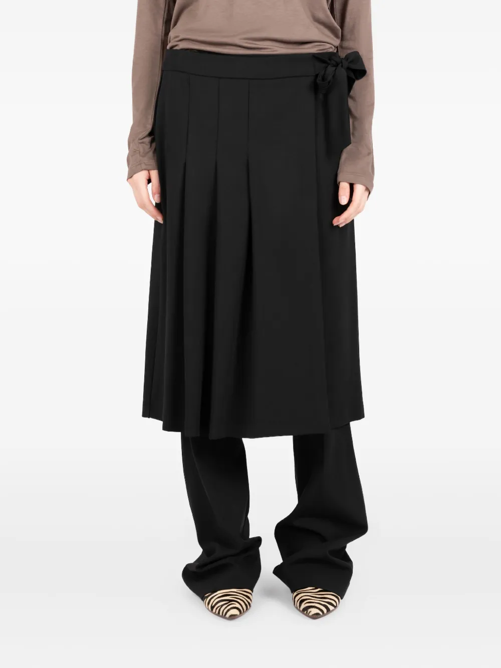 pleated wrap midi A-line skirt