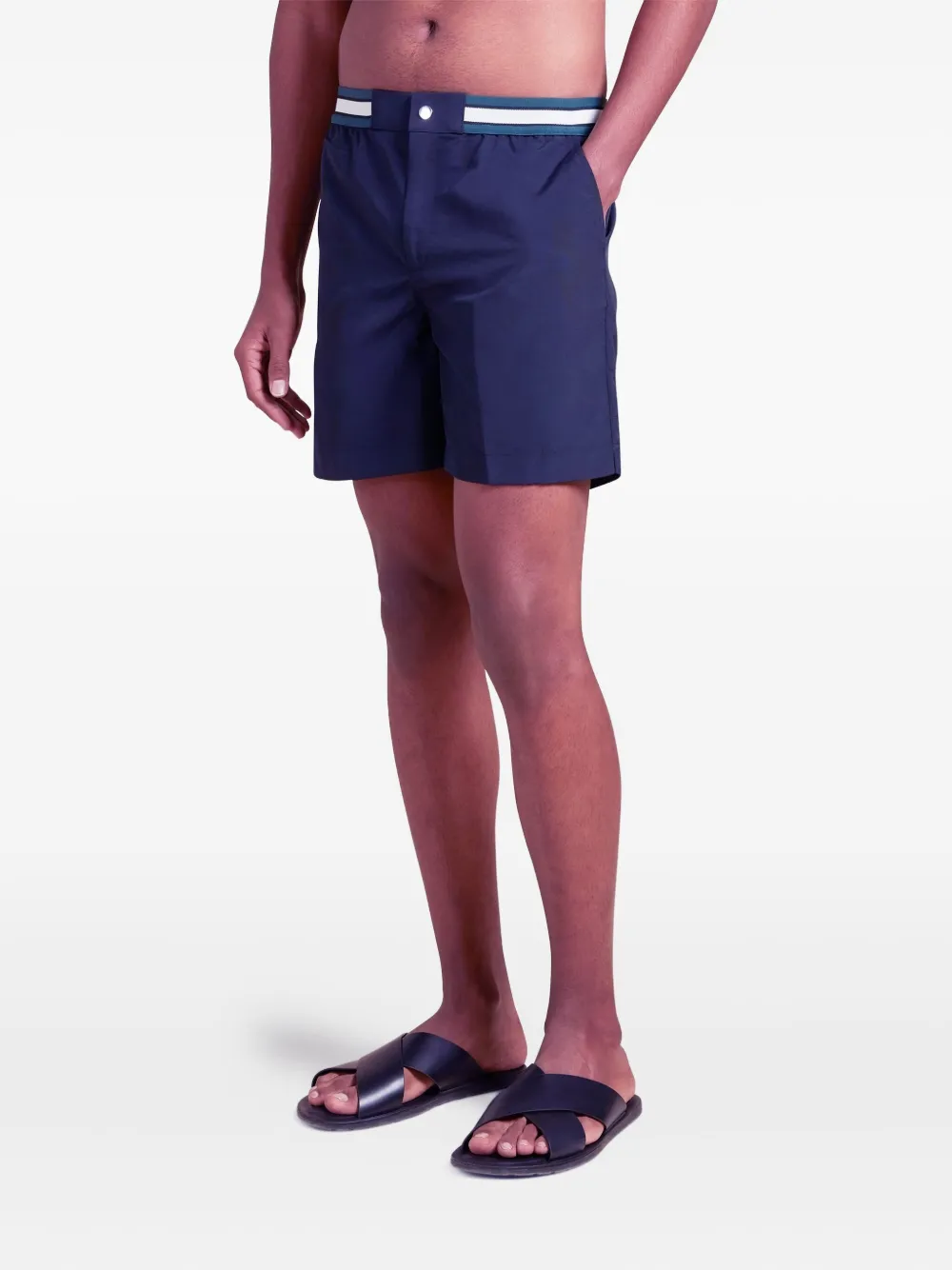 CHÉ elastic-waistband striped shorts | Khaki Shorts | Image 2