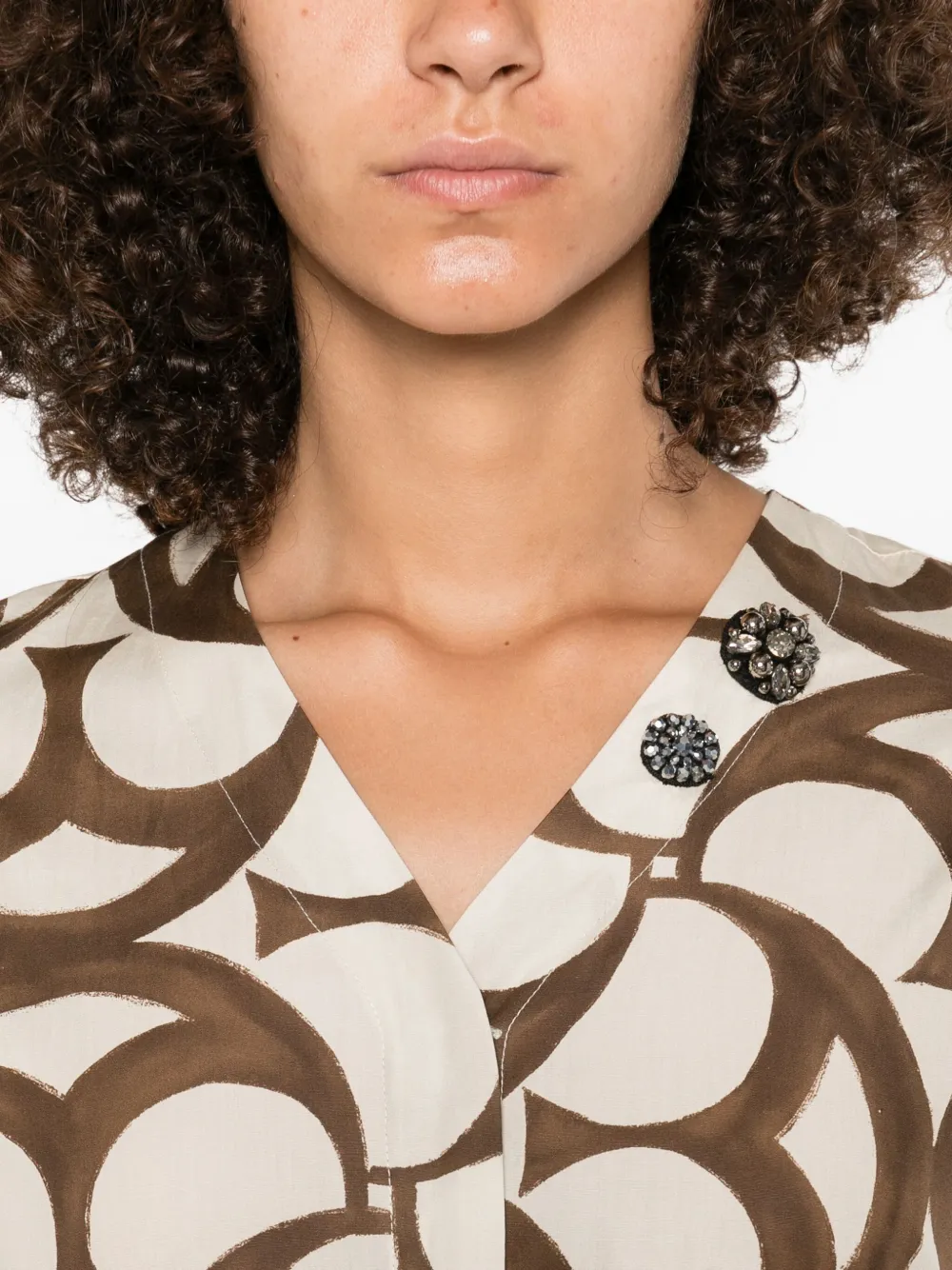 'S Max Mara Alice pleated abstract-print midi dress Beige