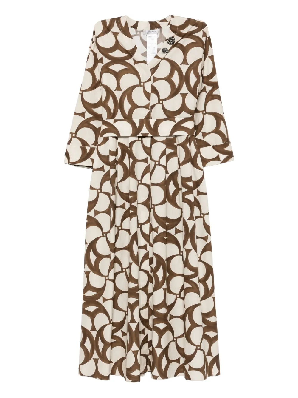 'S Max Mara Alice pleated abstract-print midi dress Beige